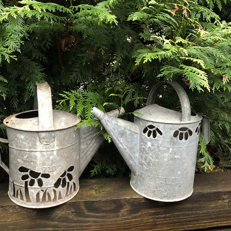 Floral Galvanized Watering Can Outdoor Decor Farmhouse Decor Etsy