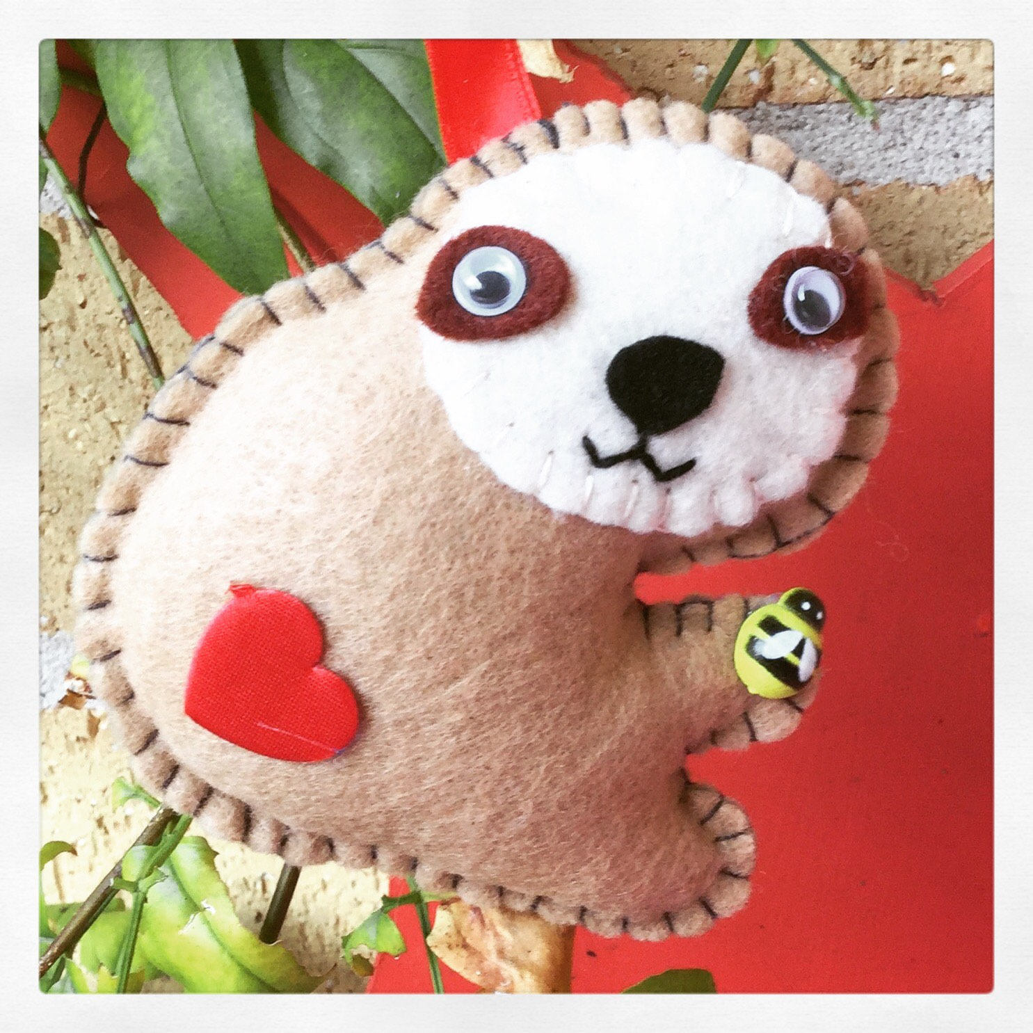 Handmade Felt Sloth Keychain Keyring Decoration