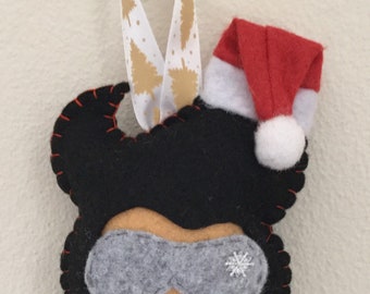 Elvis felt hand embroidered Christmas decoration