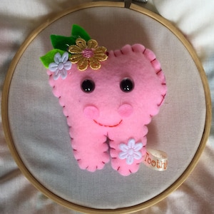 Flower girl pink personalised tooth fairy pillow, Flower tooth fairy pocket