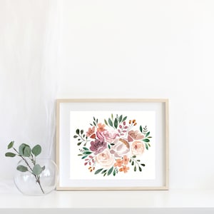 Watercolor Floral Print, Botanical Illustration, Nursery Wall Art, Nursery Decor, Floral Painting, Florals, Home Decor Wall Art,Floral Print