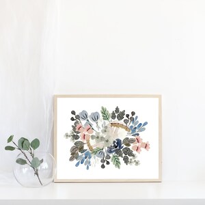 Floral Watercolor Painting, Botanical Illustration Print, Nursery Wall Decor, Nursery Wall Art, Home Decor, Dorm Wall, Florals, Floral Print