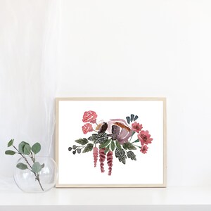Floral Watercolor Painting, Botanical Illustration Print, Nursery Wall Decor, Nursery Wall Art, Home Decor, Dorm Wall, Floral Print