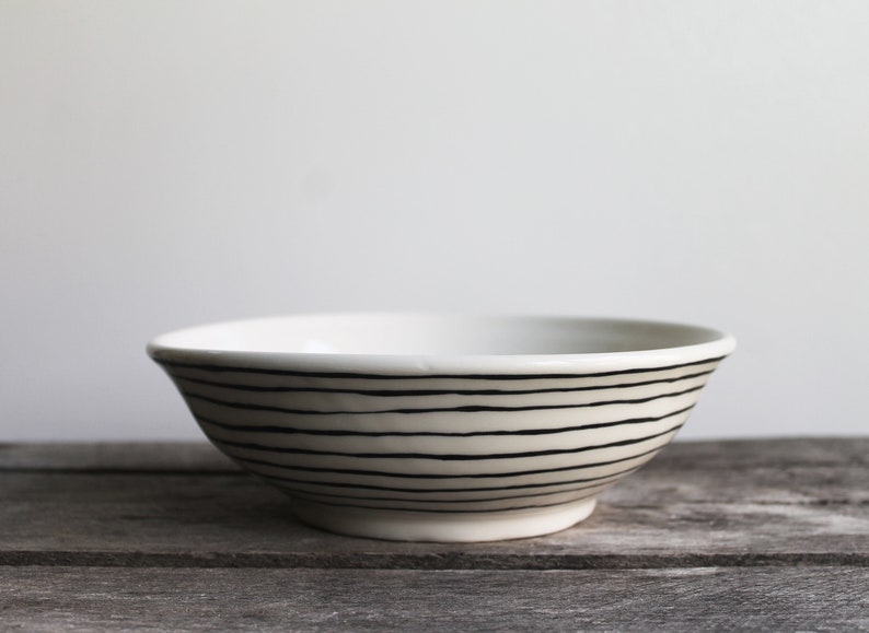 Bowl, Ceramic Bowl, Porcelain, Kitchen Decor, Porcelain Bowl, Pattern Bowl, PotteryWhite and Black Bowls image 3