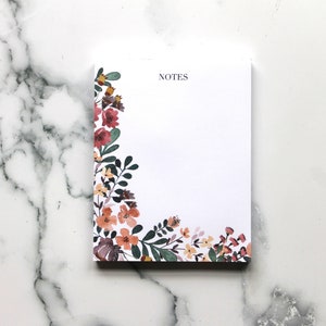 Floral Notepad, Memo Pad, To-Do List, Blank Notepad, Stationary, Notes, Desk Pad, Birthday Gift