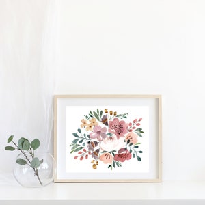 Watercolor Floral Print, Botanical Illustration, Nursery Wall Art, Nursery Decor, Floral Painting, Florals, Home Decor Wall Art,Floral Print