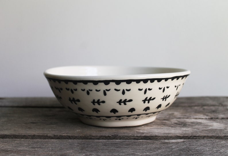 Bowl, Ceramic Bowl, Porcelain, Kitchen Decor, Porcelain Bowl, Pattern Bowl, PotteryWhite and Black Bowls image 5