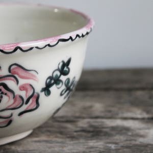 Bowl, Ceramic Bowl, Porcelain, Kitchen Decor, Porcelain Bowl, Pattern Bowl, PotteryPink Flower Bowl image 2