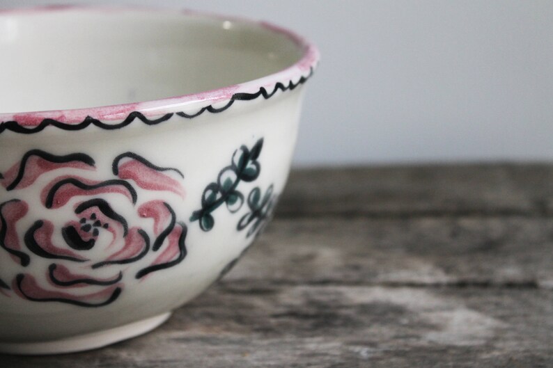 Bowl, Ceramic Bowl, Porcelain, Kitchen Decor, Porcelain Bowl, Pattern Bowl, PotteryPink Flower Bowl image 2