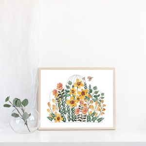 Botanical Floral Print, Botanical Illustration, Greenhouse Print, Nursery Wall Art, Nursery Decor, Floral, Home Decor,Blue Florals