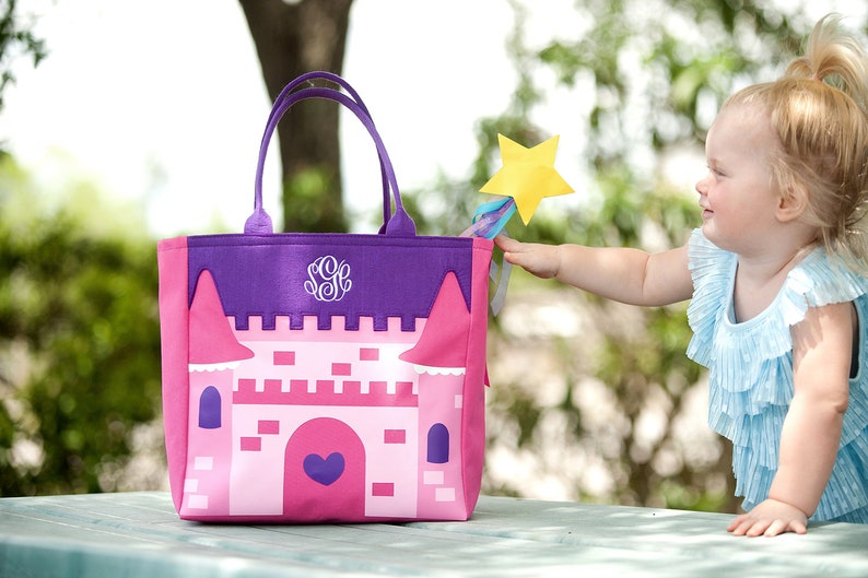 Princess Castle Bag Birthday Princess Bag Monogram Princess Costume Halloween Monogram Trick or Treat Bag Castle Princess Bag