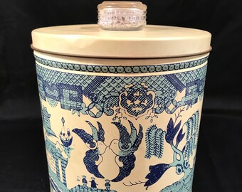 【1950s USA vintage】BLUE MAGIC KAN 缶 アメリカ 1960s Blue Willow Litho Print Blue Magic Krispy Kan Cracker