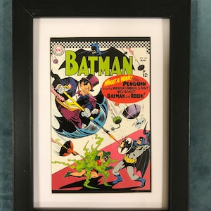 Oprawiona/oprawiona pocztówka DC Comics 6”x8” BATMAN #190, 1967 PINGWIN