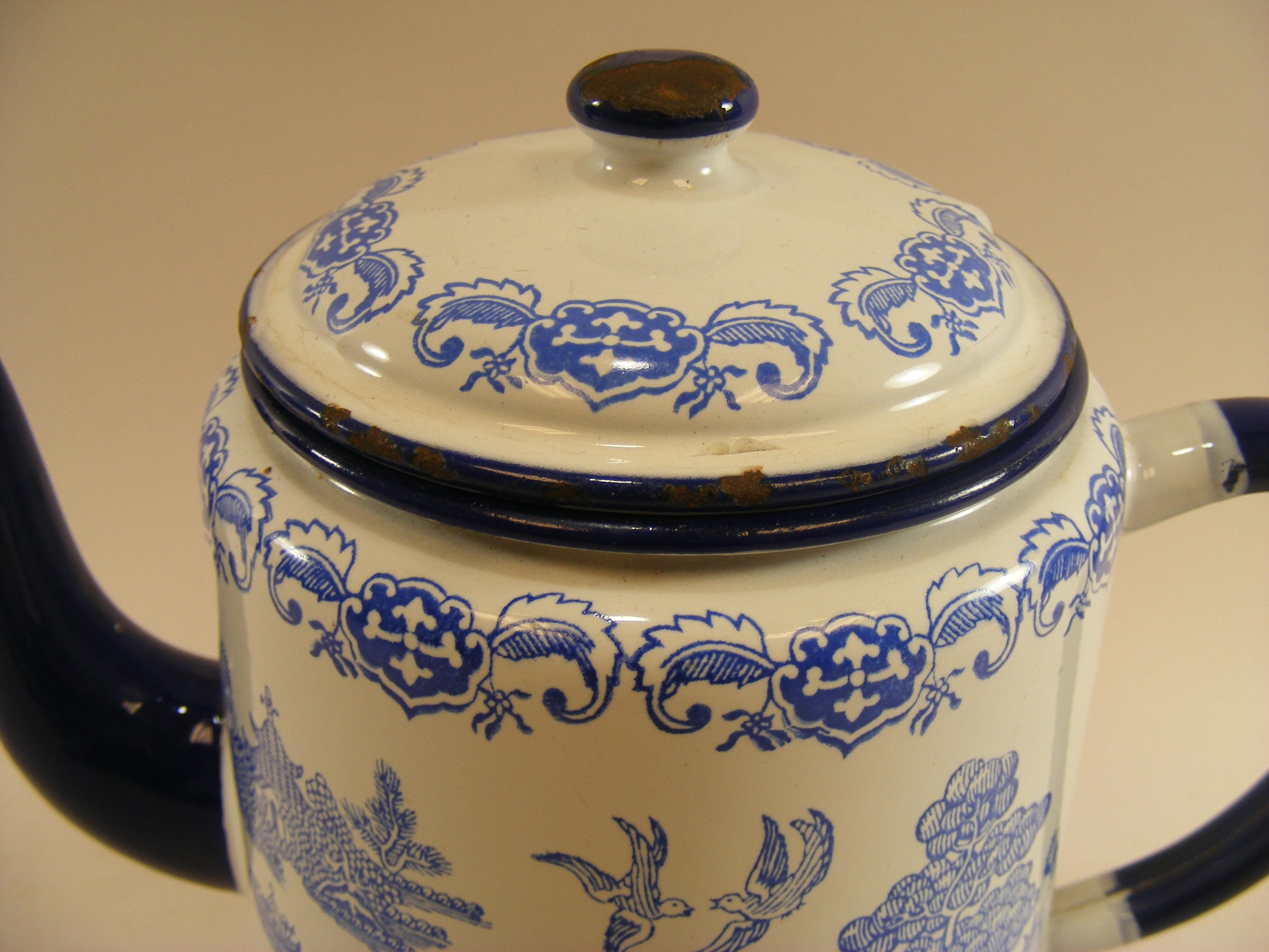 RARE Blue Willow English Enamelware Coffee Pot C.1930 Etsy