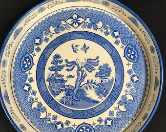 Vintage Blue Willow Rundes 12" Serviertablett ohne Markenzeichen