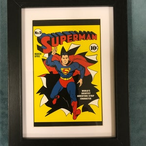 DC COMICS Cartolina incorniciata/opaca 6"x8" Art di Joes Shuster SUPERMAN #9, 1941