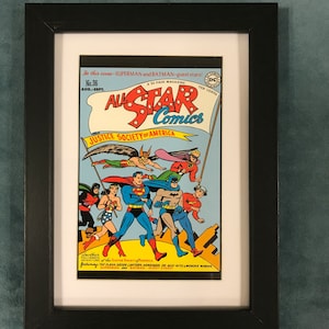 DC Comics incorniciato/opaco 6"x8" cartolina All Star Comics #36 1947 JUSTICE SOCIETY