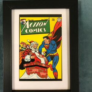 DC Comics Incorniciato/Opaco 6"x8" Cartolina Art ACTION COMICS 105 Superman Santa 1947