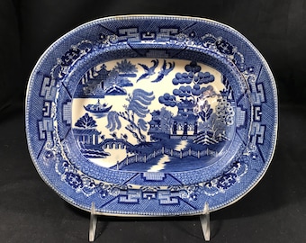 Antieke wedgwood Blue Willow 11-inch schotel met diepe put ca.1910