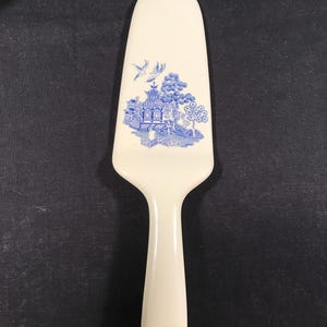 Vintage Blue Willow Hostess Porcelain Serwer do Ciasta lub Pie