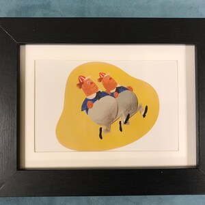 Cartolina Disney incorniciata e con passepartout 6”x8” Alice nel paese delle meraviglie 1951 Tweedledum