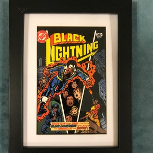 DC Comics incorniciato e arruffato 6"x8" Cartolina Art BLACK LIGHTNING #9, 1978