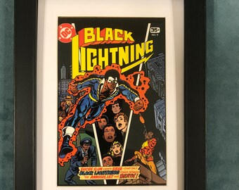 Oprawiona i oprawiona pocztówka DC Comics 6”x8” BLACK LIGHTNING #9, 1978