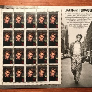U S Stamp JAMES DEAN (1996) Pane of 20 US Stamps, Mint!
