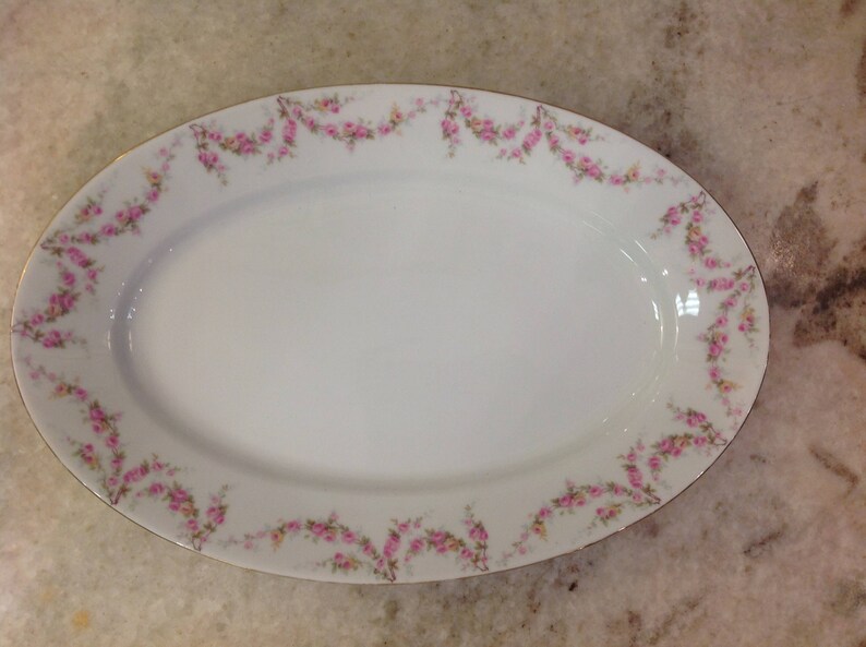 Royal Schwarzburg China RSC15 Platter 16 Pink Rose Garland Design c.1915