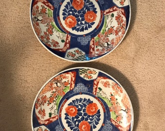 Pr. Grande 15 3/4" 19o Cen. Cargadores japoneses Imari, Peonías c. 1850-1890