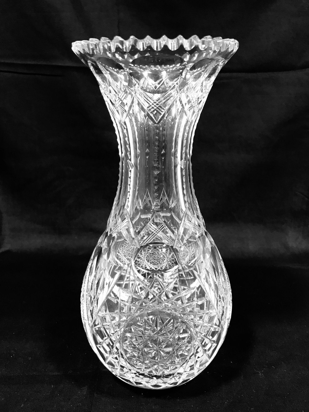 ABCG American Brilliant Cut Glass Vase 9 3/4 by Pairpoint C.1910 Pattern VS1014 Etsy