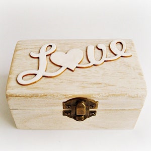 Love Ring Box, Wedding box rings, White box, Wooden ring box, Ring Box Ceremony, Ring box wood, Rustic wedding ring box, Ring holder