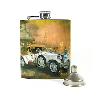 Car Retro Hip Flask, Pocket Hip Flask, 7 oz, Alcohol Bottle, Best Man Gift, Mens flasks Vintage, Whiskey Flask, Liquor Flask, Gift man