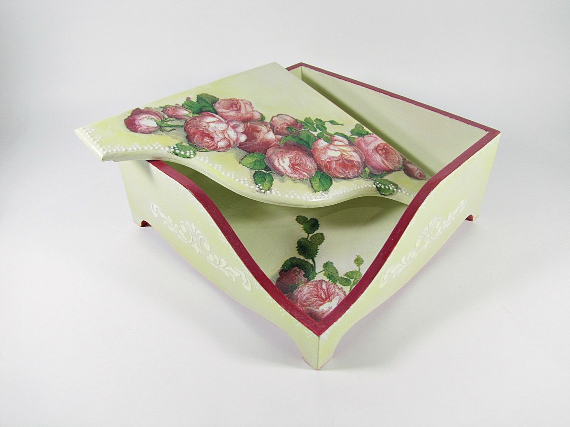 Roses Napkin Box Wooden Box for Napkins Napkin Holder Etsy Norway