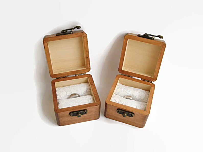 His and Hers Ring Box Set Wooden Box Rings Wedding Ring Etsy