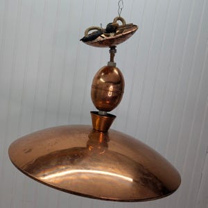 Vintage A-S NYC Copper Pinhole UFO Saucer Shade Mid Century Modern Atomic 16"