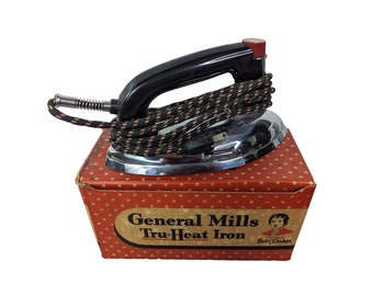 Vintage General Mills Betty Crocker Tru Heat Bügeleisen, Modell GM 1B Neue Originalverpackung