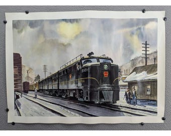 Howard Fogg Pennsylvania Railroad PRR 9604 Train Art Print 22x15 Vintage Paper