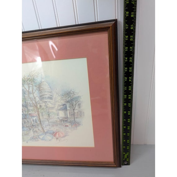 Tableau aquarelle Montmartre Place du Tertre Paris signé Guillery | Selency