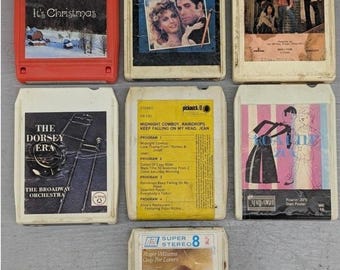 Vintage Lot of 7 Assorted 8-Track Tapes Cartridges Classic