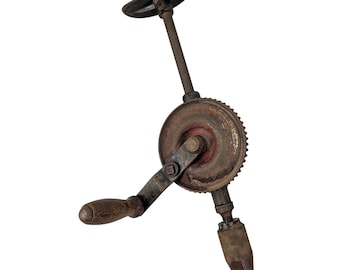Vintage Millers Falls Bit Brace Hand Crank Drill Tool Antique Gear Red Black