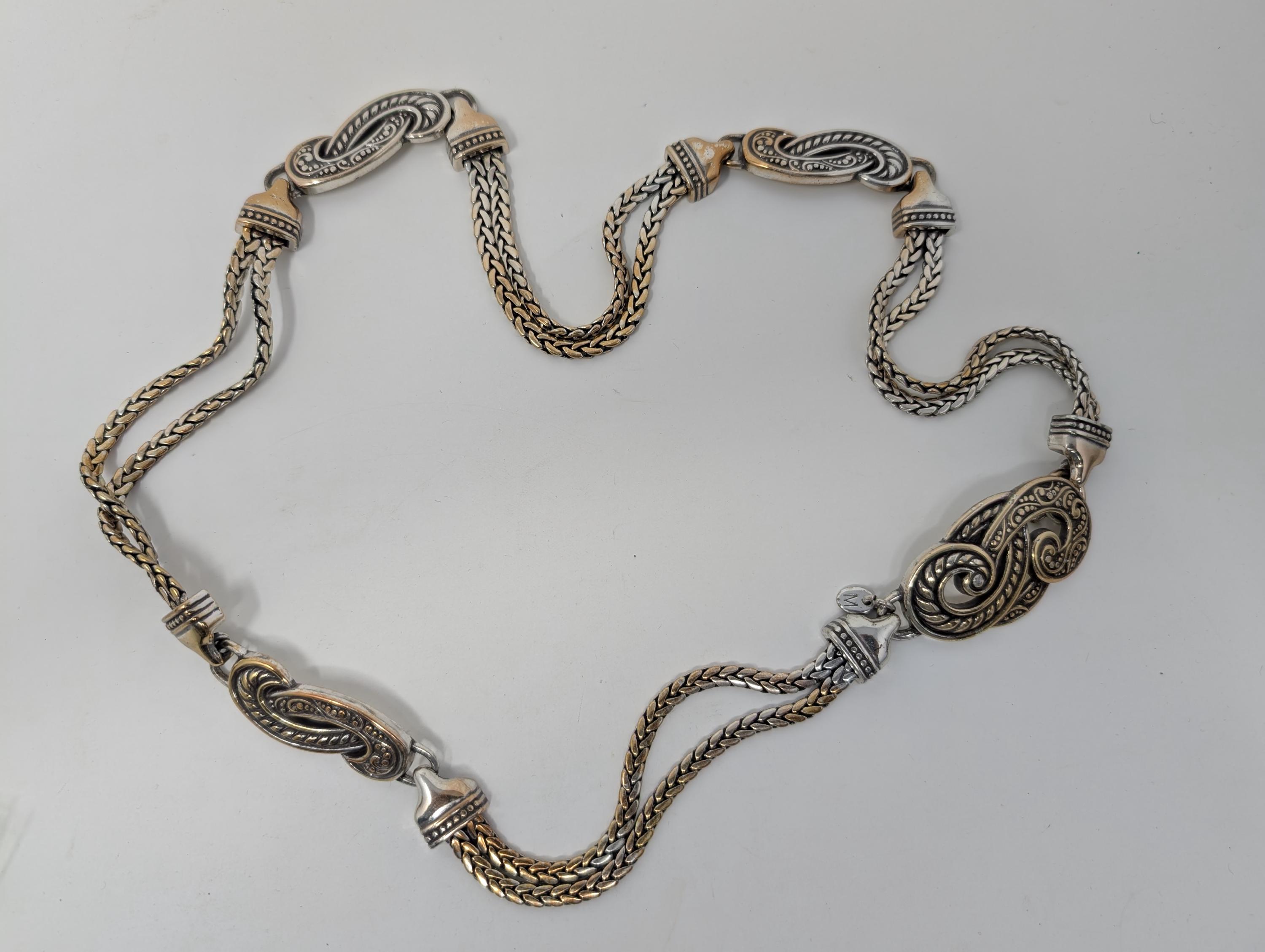 Brighton Silver Tone Chain Belt Herringbone Heart Scroll  display picture 2