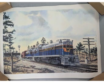 Central of Georgia Railway Art Print Train Locomotive 137 22x16 Vintage Railroad