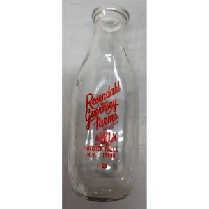Rosendahl Guernsey Farms J.E Calhoun & Sons Clear Milk Glass Bottle 1qt 9&quot; Tall