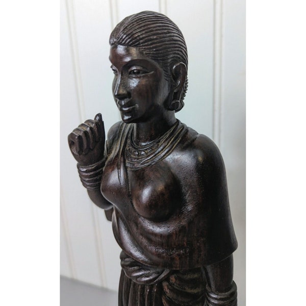 Vintage Old Antique Rosewood Fine Hand Carved Wooden Tribal Lady Figure / Statue