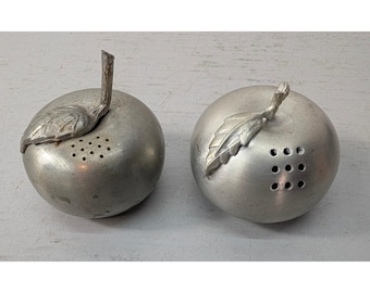 Vintage Kirk Pewter by Hanle Apple Salt and Pepper Shakers Mid Century 2pc