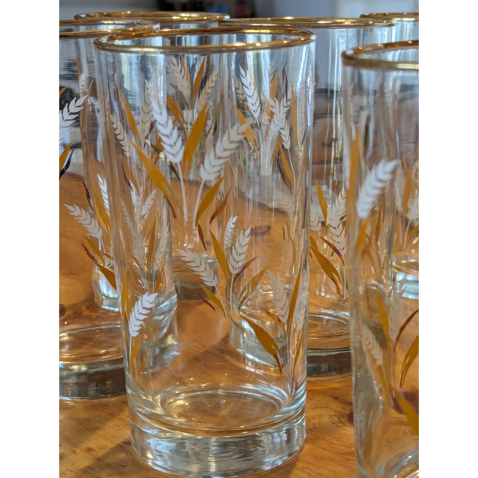 Vintage Libbey Gold & White Wheat Glasses With Gold Rim Excellent ...