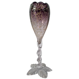 Vintage Art Hand Painted Wine Glass Twisted Stemmed Ombre 7&quot; Tall Bohemian