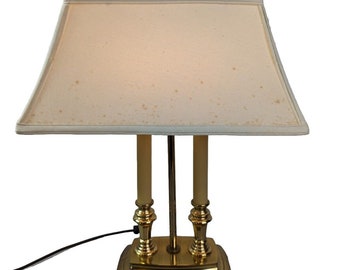 Vintage Brass Two Arm Table Lamp Shiny Brass Height 19", Shade Length 15"