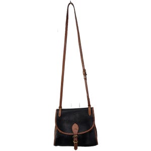Dooney & Bourke Crossbody Black Brown All Weather Leather Buckle Boho Vintage